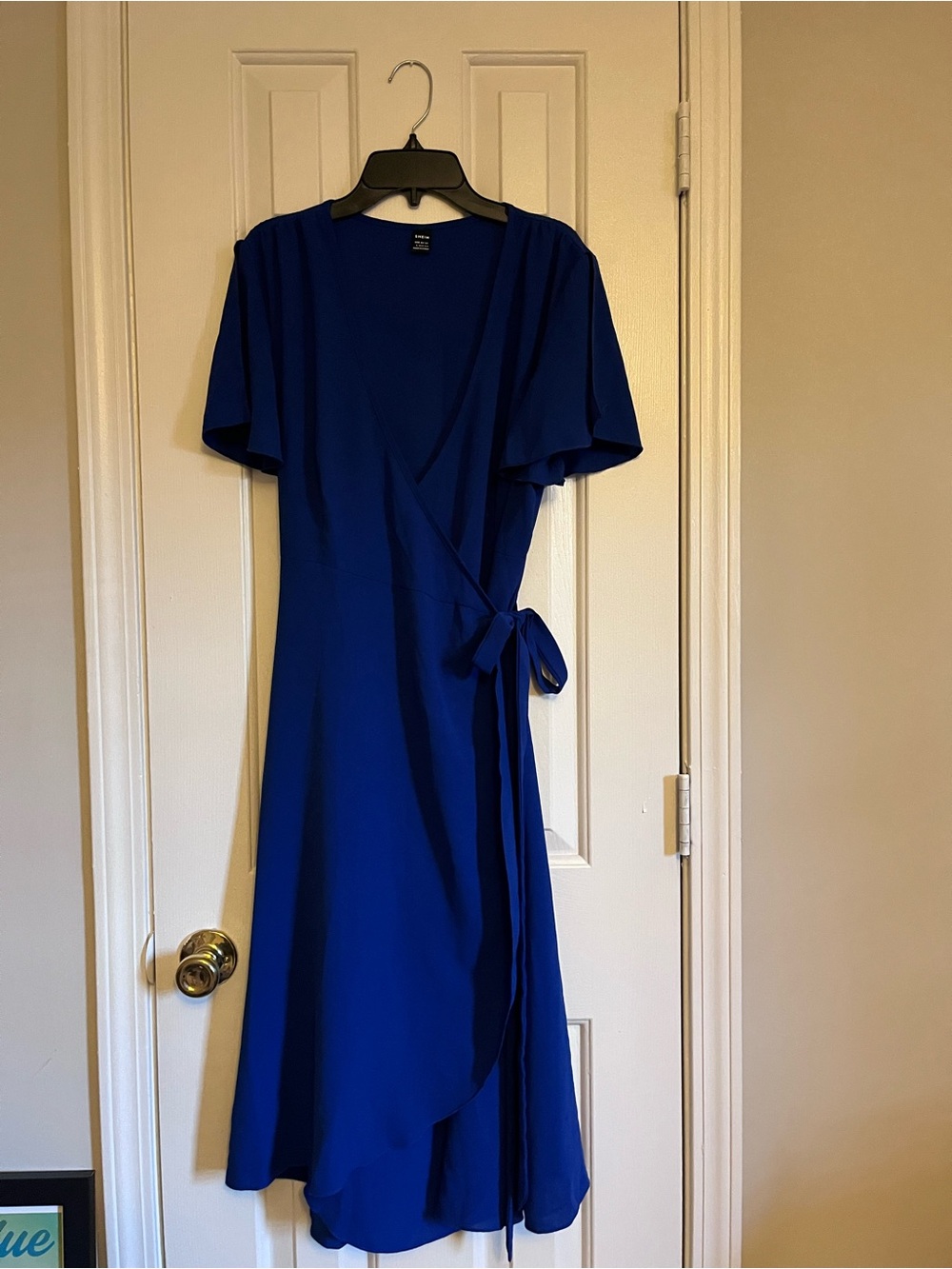 Royal Blue Wrap Midi Dress Shein Size L